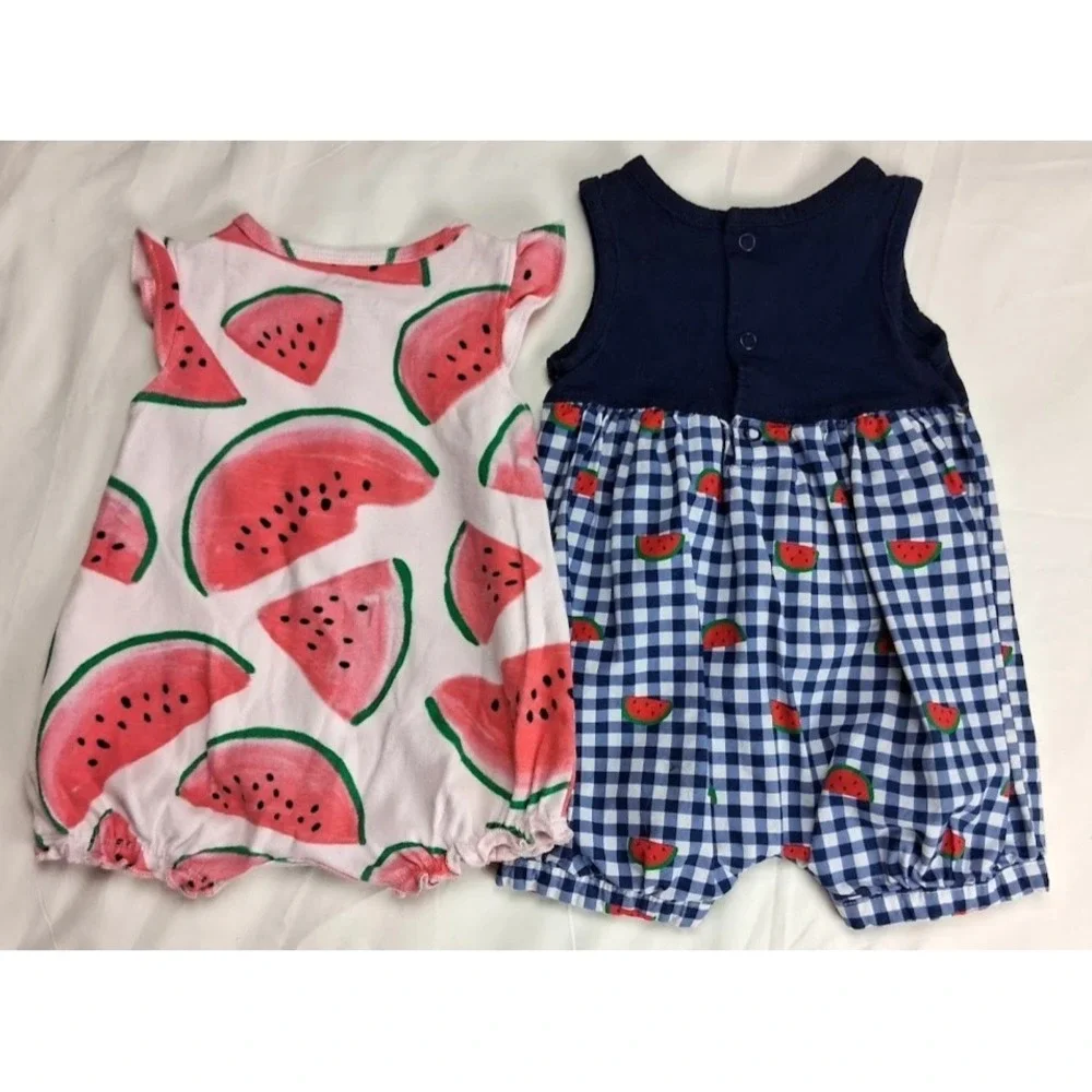 Carter's 3mos Baby Girl Outfit Lot Watermelon‎ 2pc Lemon Romper Sets 6pc Summer
